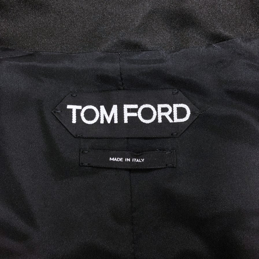 美品◆トム フォード ステンカラー コート シルク100% レディース サイズS ブラック TOM FORD 【AFB7】