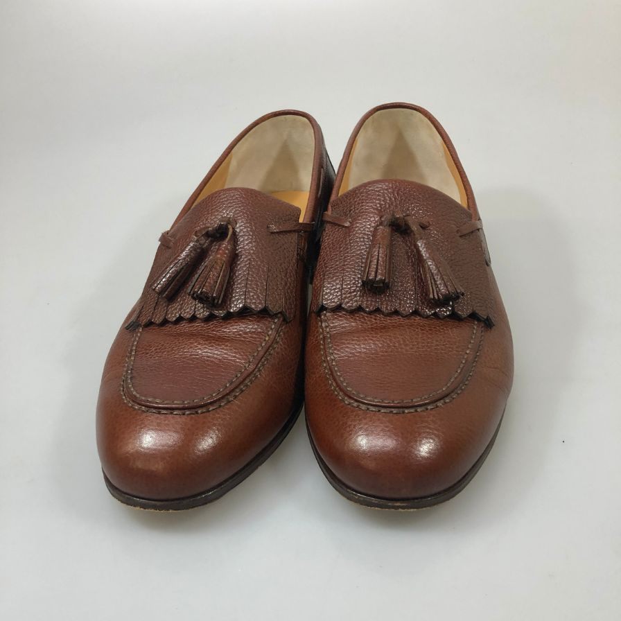 タニノクリスチー タッセルローファー グレインレザー ブラウン サイズUK9.5 メンズ TANINO CRISCI 約28.0cm【AFC42】