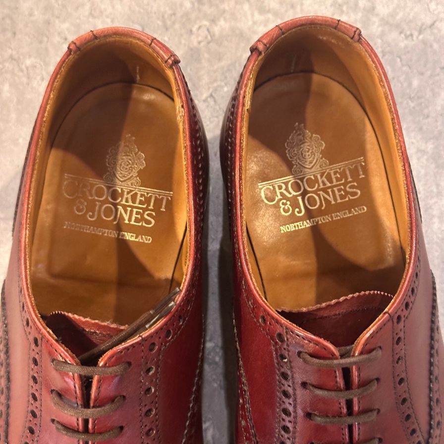 クロケット＆ジョーンズ チェアマン セミブローグ 236ラスト バーガンディ サイズUK5.5E メンズ CROCKETT&JONES ビジネスシューズ 約24.0cm【LA】【中古】