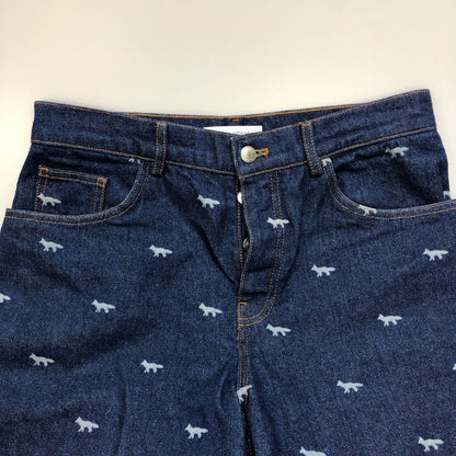メゾンキツネ デニムパンツ キツネ柄 ボタンフライ メンズ サイズ30 MAISON KITSUNE 【AFB33】