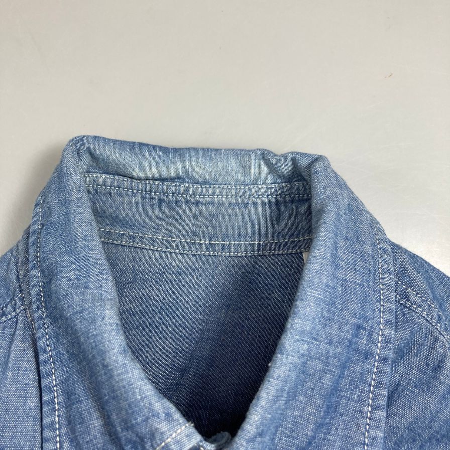 美品◆ブライスランズ×アスコット チャン シャンブレー 長袖シャツ メンズ サイズL ブルー Bryceland's  Ascot Chang 【AFB44】