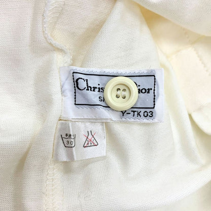 美品◆クリスチャン ディオール スポーツ ポロシャツ 長袖 ワンポイントロゴ ホワイト系 Sサイズ レディース CHRISTIAN DIOR SPORTS 【AFB46】