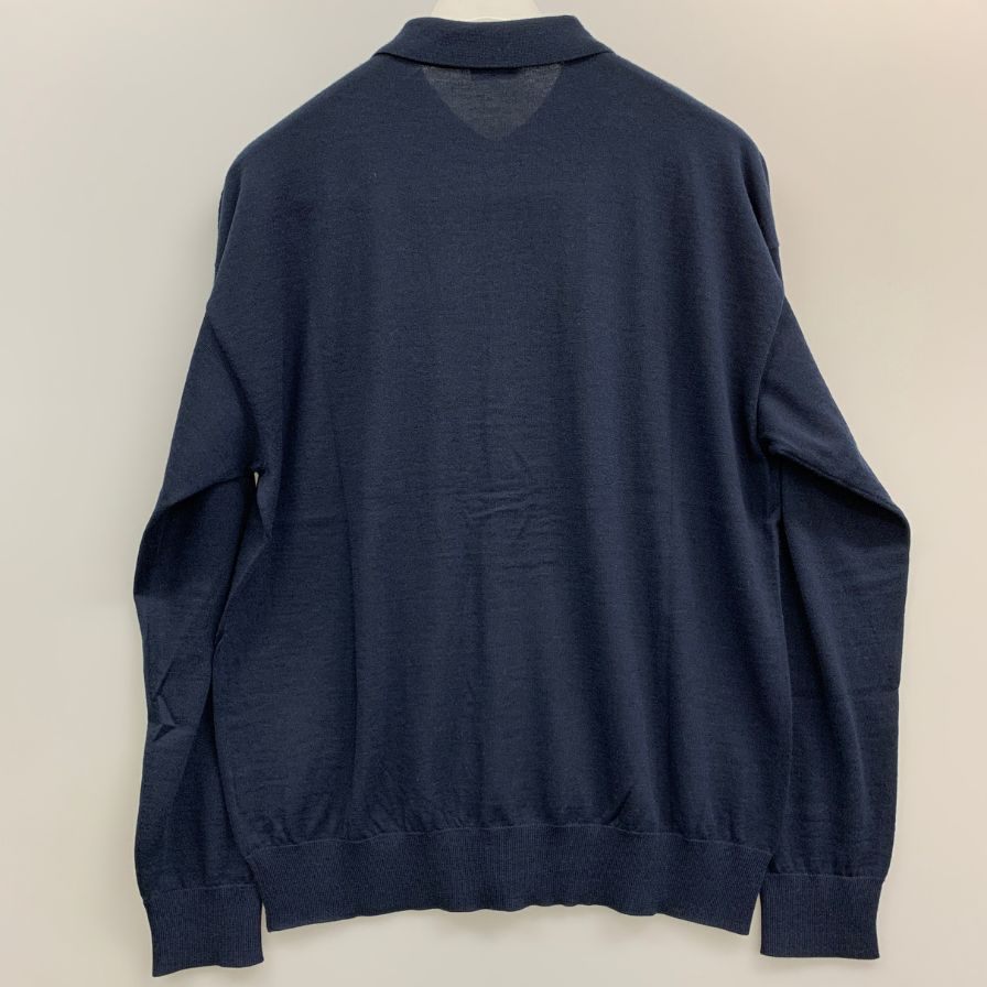 新品同様◆キャッシュ＆バルバ ポロカラーカーディガン ウーステッドカシミヤ 150 サイズ2 メンズ ブラック  IMWSW003 Cash&Barba 【AFB27】