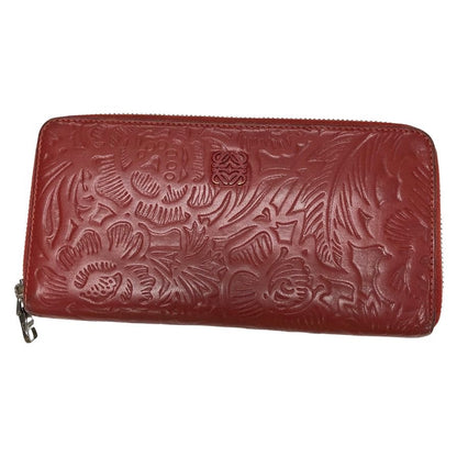 ロエベ 長財布 アナグラム ラウンドジップ エンボス レッド LOEWE【AFI18】