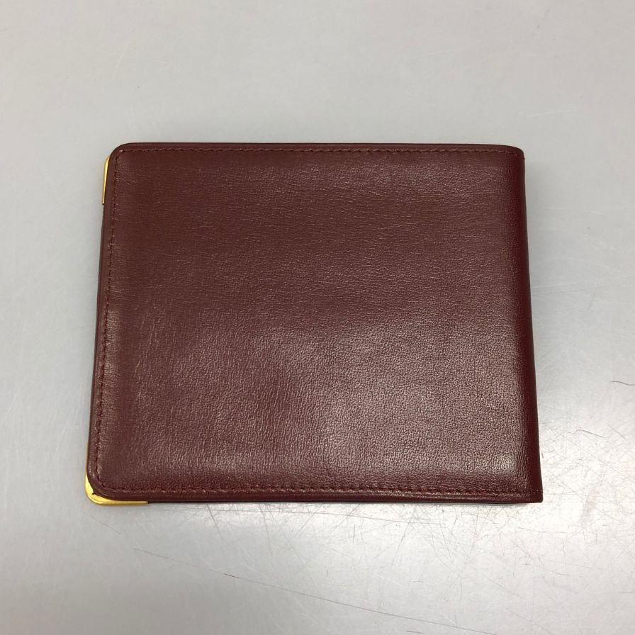 極美品カルティエマストライン二つ折り財布ボルドーミニ財布 カルティエ マストライン レザー 札入れ 二つ折り財布