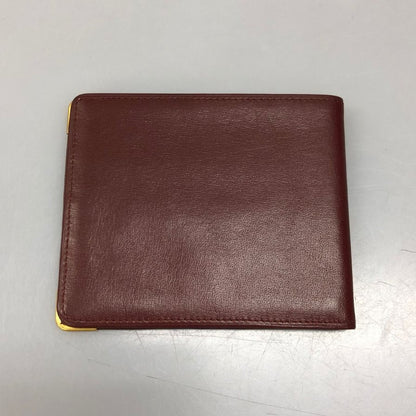 カルティエ マストライン レザー 札入れ 二つ折り財布 ウォレット ボルドー Cartier【AFI19】