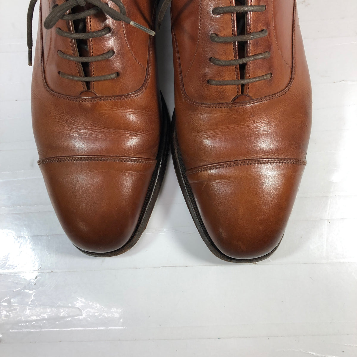 グレンソン レザーシューズ ストレートチップ 22346 カーフ ブラウン  サイズUK5.5F GRENSON 約24.0cm【AFC44-2】