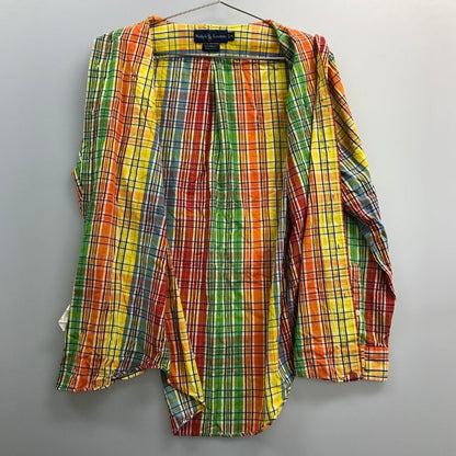 美品◆ラルフローレン ボタンダウンシャツ 90S オールド チェック メンズ サイズM Ralph Lauren 【AFB39】