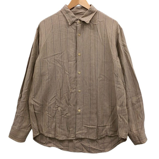 中古◆ナヤット レーヨン ロングスリーブ ストライプシャツ W-007 ブラウン サイズ3 長袖 日本製 NAHYAT MADE IN JAPAN 【AFB47】