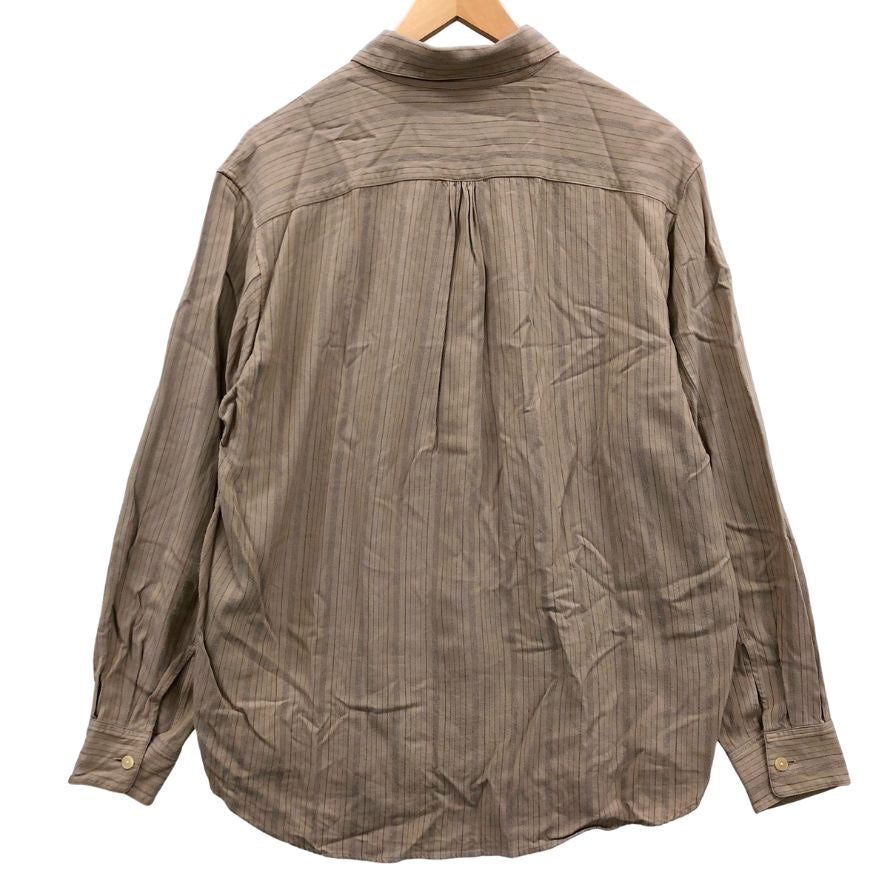 中古◆ナヤット レーヨン ロングスリーブ ストライプシャツ W-007 ブラウン サイズ3 長袖 日本製 NAHYAT MADE IN JAPAN 【AFB47】