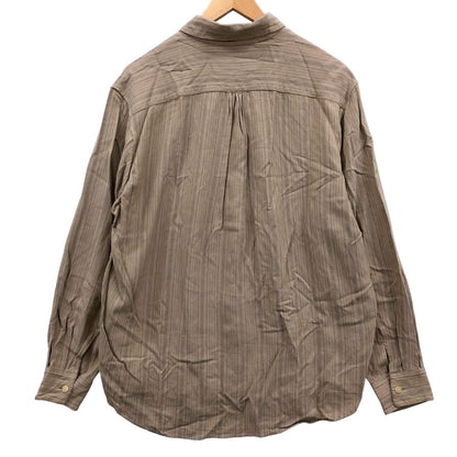 中古◆ナヤット レーヨン ロングスリーブ ストライプシャツ W-007 ブラウン サイズ3 長袖 日本製 NAHYAT MADE IN JAPAN 【AFB47】