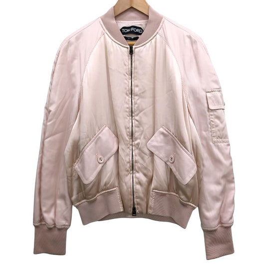 極美品◆トムフォード シルク ブルゾン スタジアムジャンパー イタリア製 レディース サイズ42 ピンク TOMFORD 【AFB48】