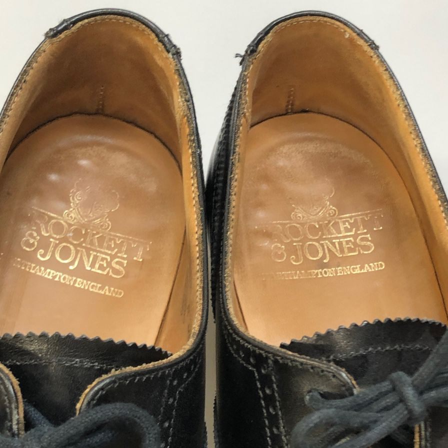 クロケット&ジョーンズ ウィングチップ ドラモンド カーフ ブラック サイズUK8E CROCKETT&JONES DRUMMOND ビジネスシューズ 約26.5cm【LA】【中古】
