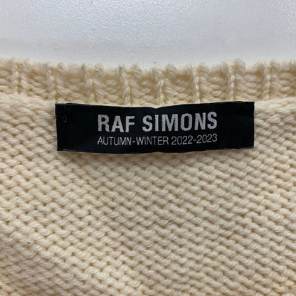 中古◆ラフシモンズ ニット クロップド オーバーサイズ フロントロゴ ボーダー メンズ サイズ2 2022 RAF SIMONS 【AFA3】