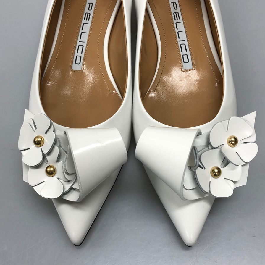 ペリーコ パンプス フラワーモチーフ ホワイト系 35 PELLICO 約21.5cm【AFD9】