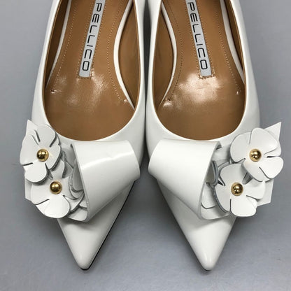 ペリーコ パンプス フラワーモチーフ ホワイト系 35 PELLICO 約21.5cm【AFD9】