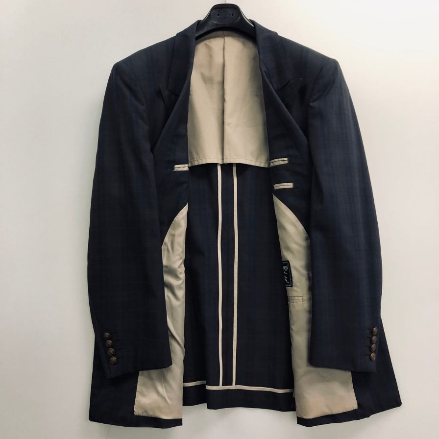 バーバリー ジャケット 90S 旧タグ ダブルブレスト ロゴ金ボタン ブラウン チェック メンズ サイズ175 Burberry【LA】