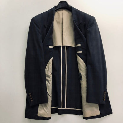 バーバリー ジャケット 90S 旧タグ ダブルブレスト ロゴ金ボタン ブラウン チェック メンズ サイズ175 Burberry【LA】