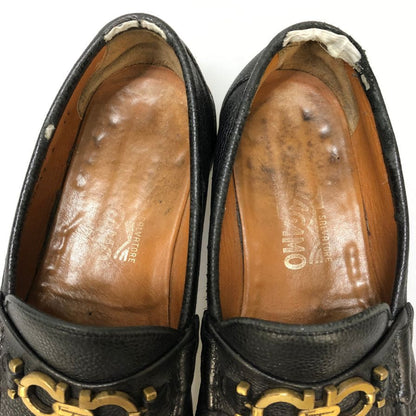 フェラガモ ビットローファー グレインレザー ガンチーニ金具 メンズ サイズ6EE ブラック Ferragamo 約24.5cm【AFC8】