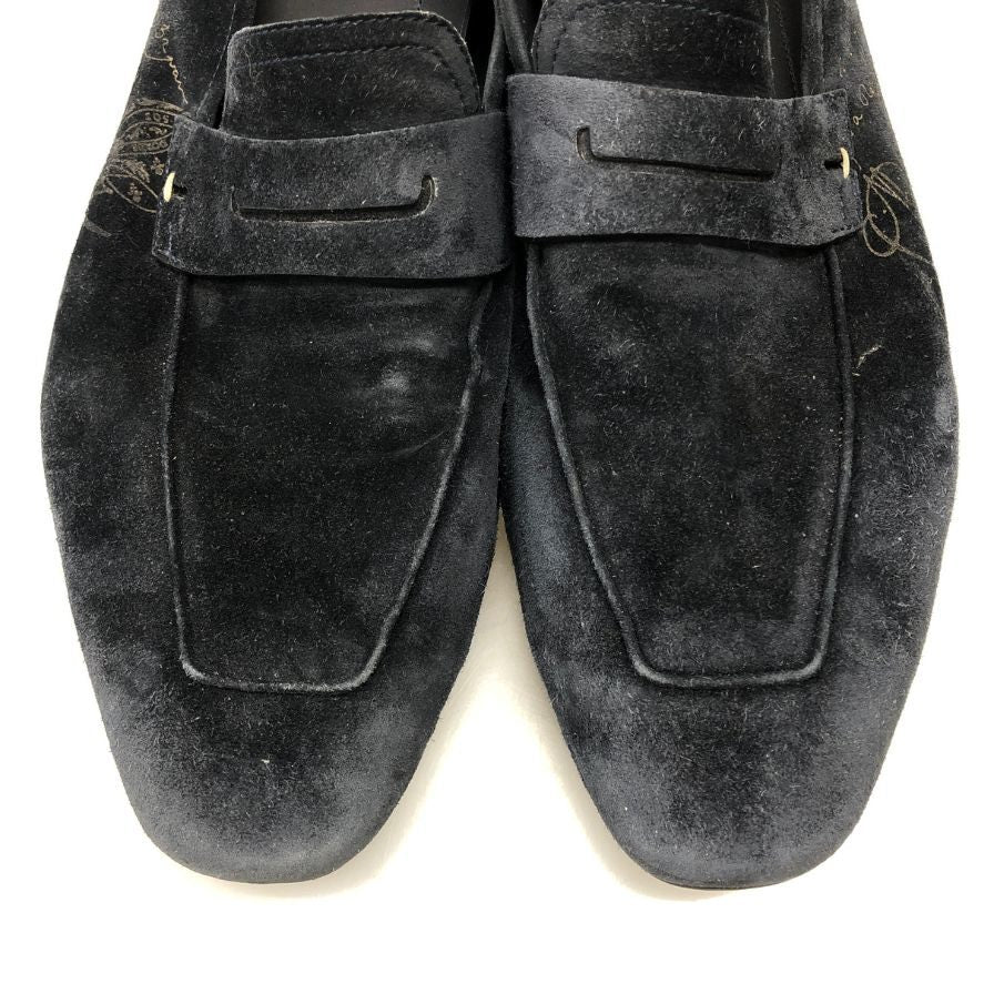 ベルルッティ ドライビングシューズ スエード カリグラフィ ネイビー メンズ サイズ9 Berluti 約27.0cm【AFC30】
