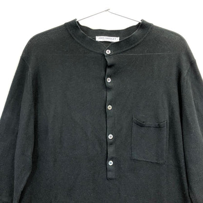 新品同様◆ジョンスメドレー ヘンリーネックニット 七分丈 30G ブラック  JOHN SMEDLEY 【AFB32】