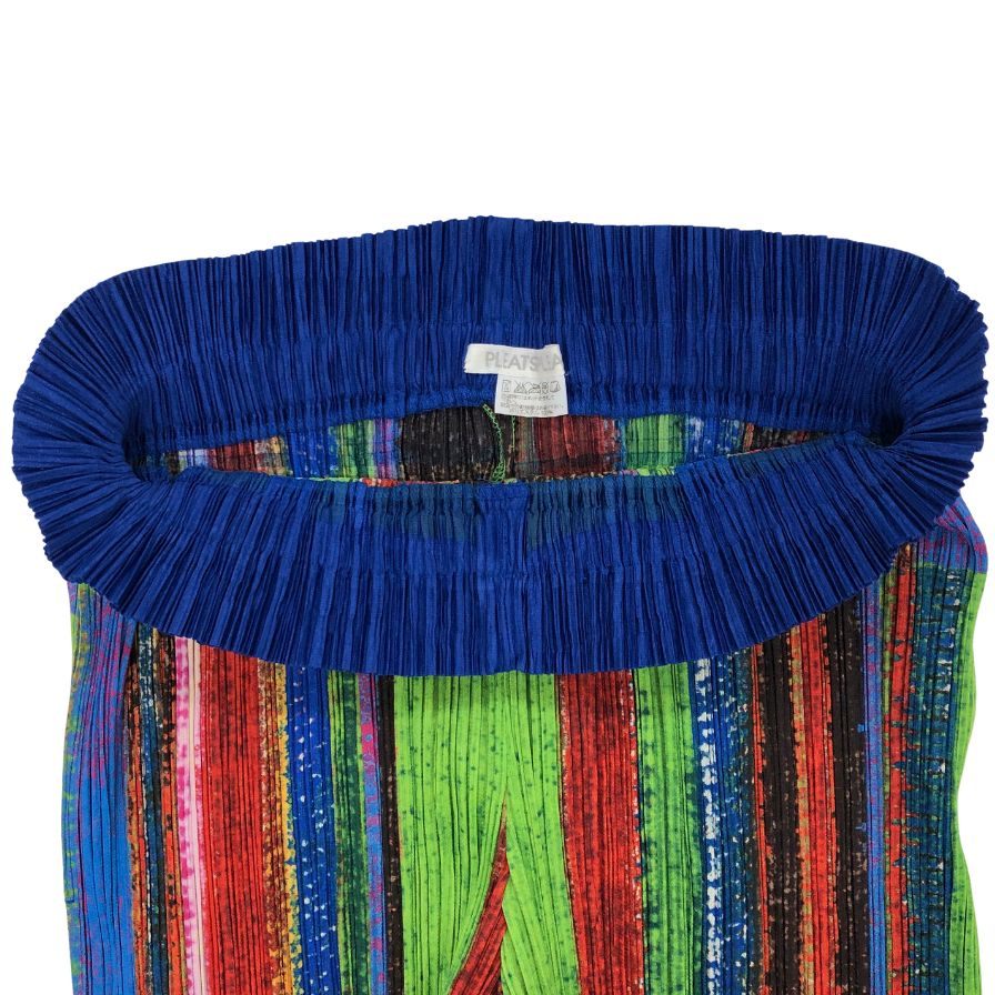 プリーツプリーズ イッセイミヤケ パンツ 総柄 マルチカラー ブルー系 レディース サイズ3 PP23-JF622 PLEATS PLEASE ISSEY MIYAKE 【AFB16】