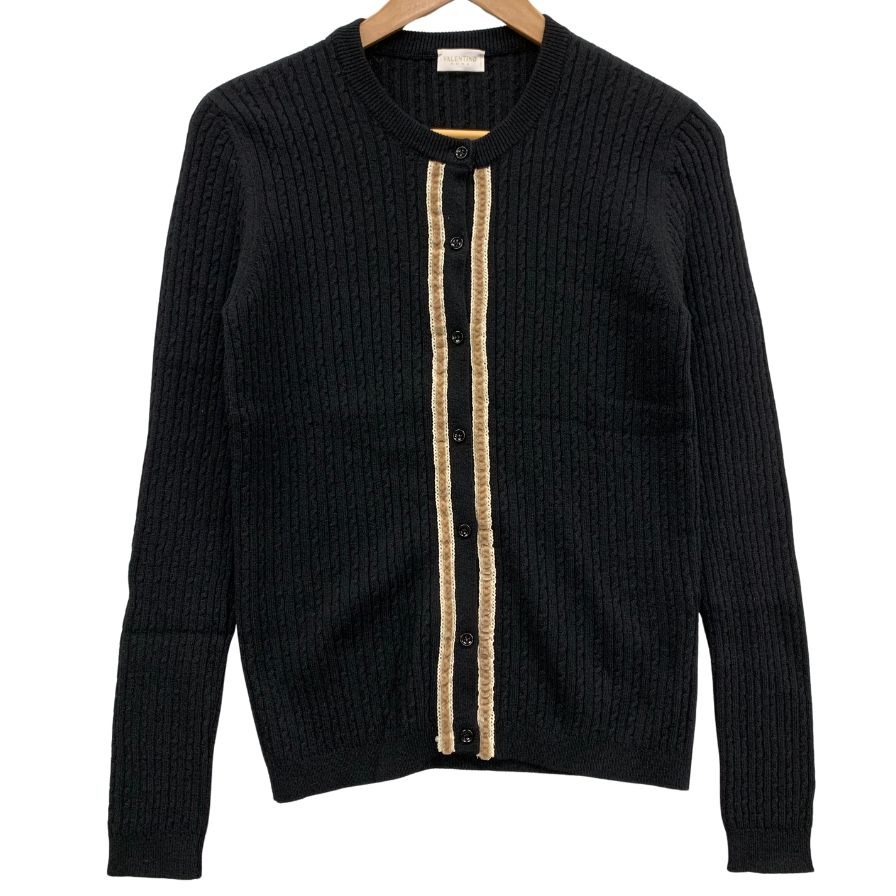 美品◆ヴァレンティノ ローマ カーディガン カシミア混 レディース サイズ44 ブラック VALENTINO ROMA 【AFB20】