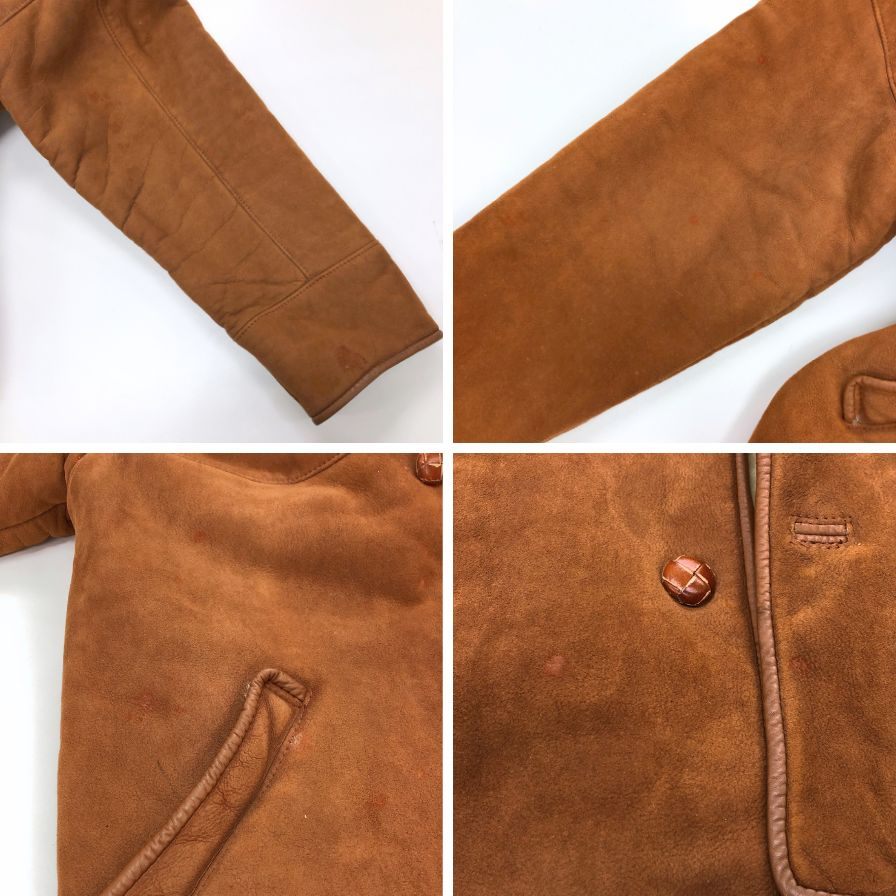 中古◆アクアスキュータム ラムレザー ハーフコート ウーリア ムートン イングランド製 メンズ サイズ40 ブラウン Aquascutum 【AFF24】