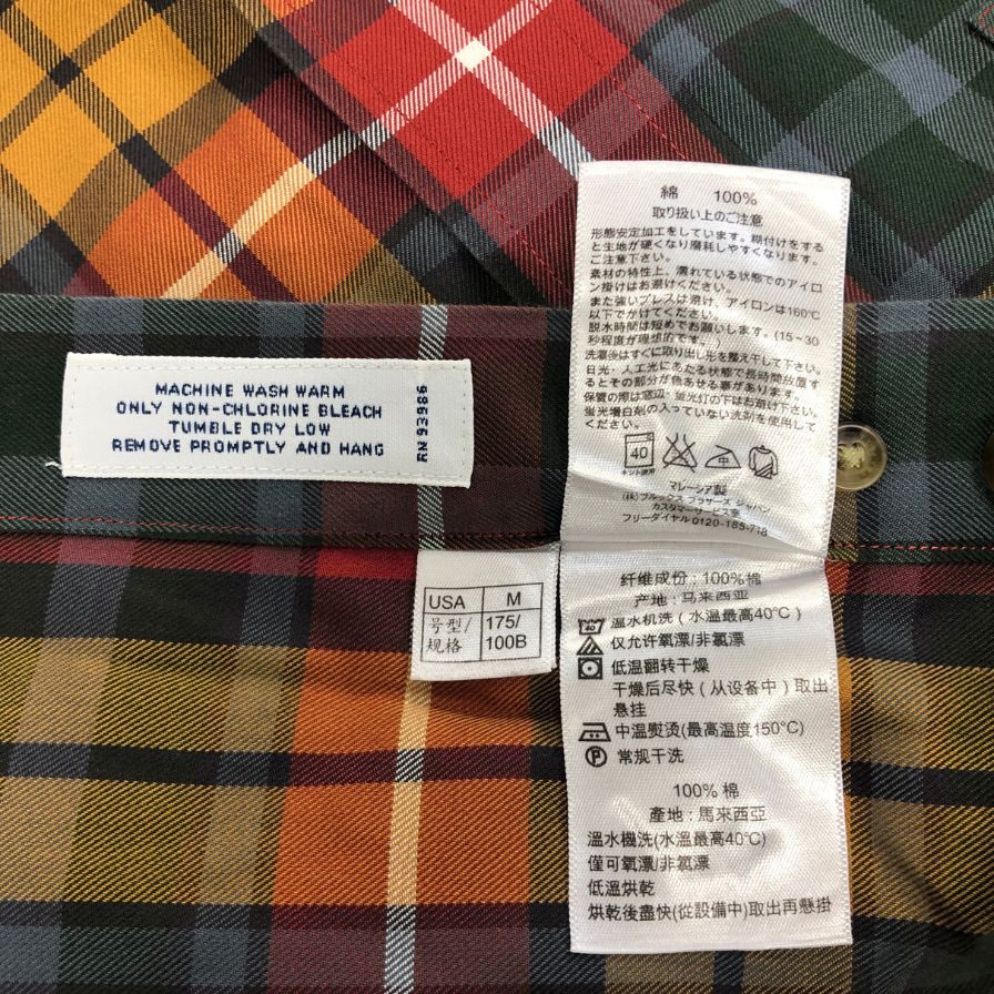 中古◆ブルックスブラザーズ コットンチェックシャツ レッド系 メンズ サイズUS M BROOKS BROTHERS 【AFB14】