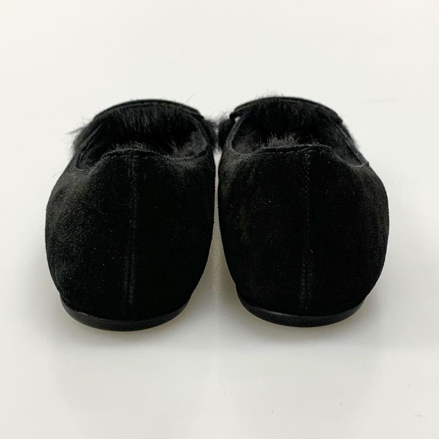 ロジェ ヴィヴィエ スエード フラットパンプス インソールボア スクエアバックル レディース サイズ推定36.5 ブラック Roger Vivier 約23.0cm【AFC29】