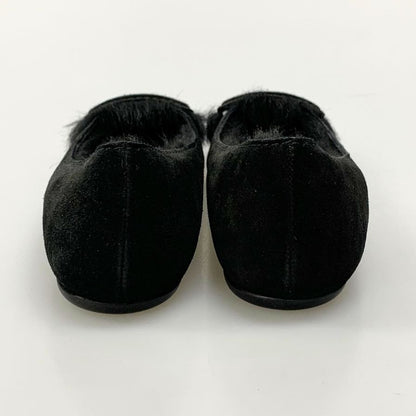ロジェ ヴィヴィエ スエード フラットパンプス インソールボア スクエアバックル レディース サイズ推定36.5 ブラック Roger Vivier 約23.0cm【AFC29】