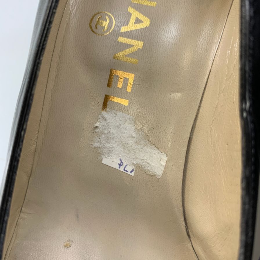 シャネル CCロゴ パンプス レディース サイズ 37.5 ブラック CHANEL 約24.5cm【AFC47】