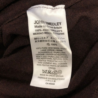 美品◆ジョンスメドレー  ウール  クルーネック 長袖 シャツ メンズ サイズ  S ブラウン系  JOHN SMEDLEY 【AFB5】