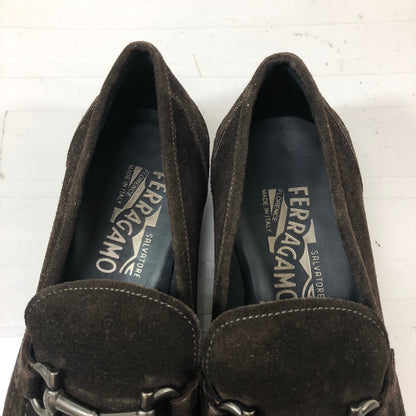 フェラガモ ビットローファー ガンチーニ Uチップ スエード ブラウン サイズUK6.5EEE メンズ Salvatore Ferragamo 約25.0cm【AFC30】