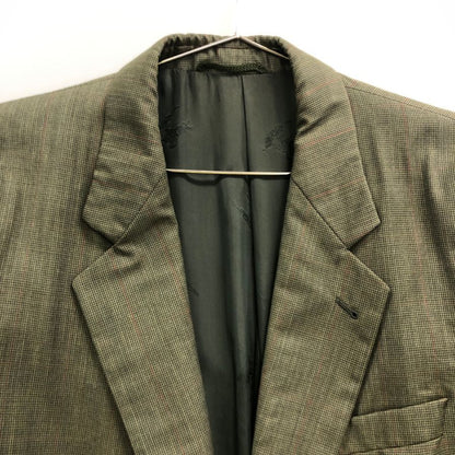美品◆バーバリー テーラードジャケット 90年代 旧タグ チェック グリーン メンズ サイズ50 Burberry vintage 【AFF22】