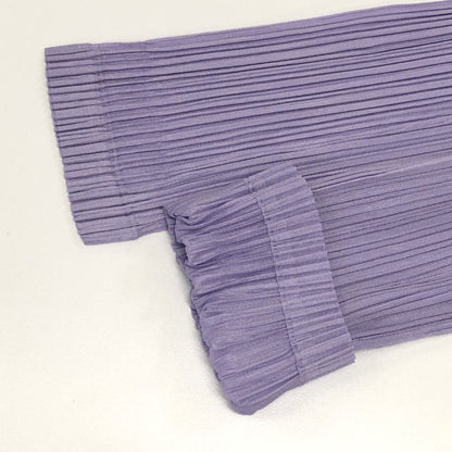 美品◆プリーツプリーズ カットソー PP33JK141 ポリエステル  襟付き レディース パープル サイズ3 PLEATS PLEASE 【AFB29】