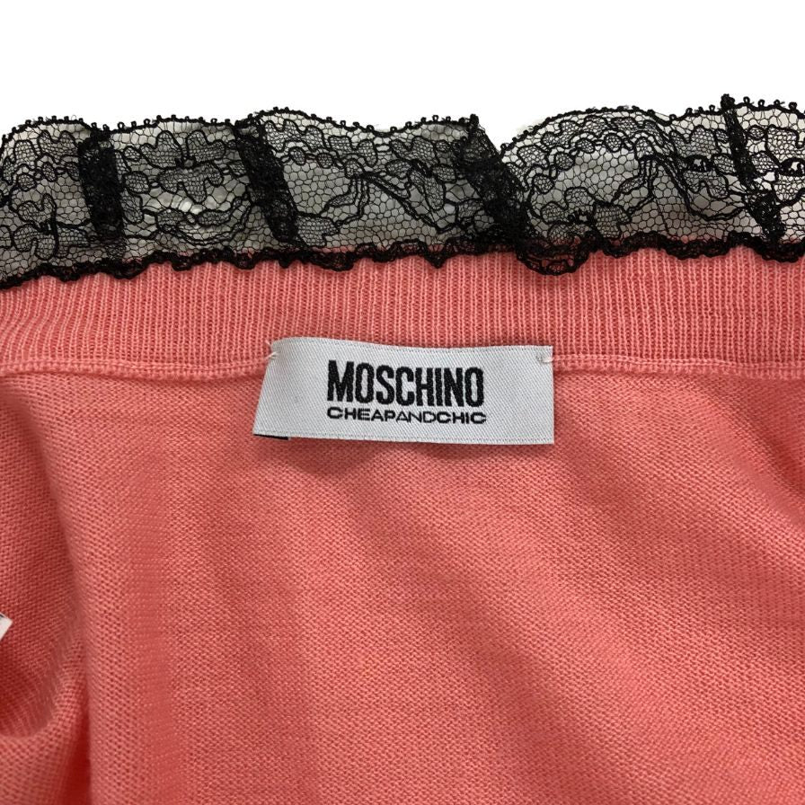 美品◆モスキーノ カーディガン フリル コットン サイズM レディース ピンク MOSCHINO 【AFB36】