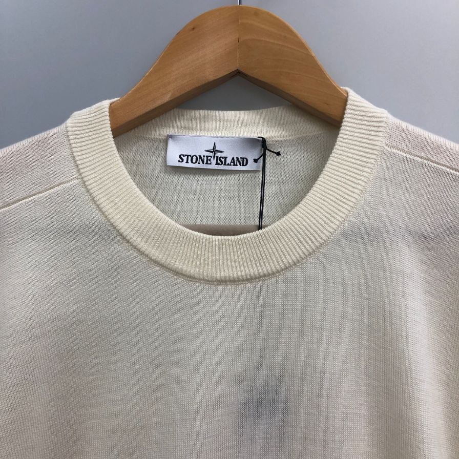 新品同様◆ストーンアイランド クルーネックニット ホワイト メンズ サイズXL Stone Island 【AFB38】