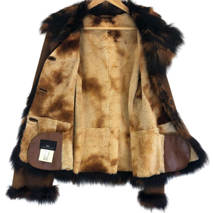 美品◆ローゼンバーグ&レンハート ムートンジャケット ラムスキン ブルーフォックスファー レディース サイズ38 ROSENBERG&LENHART 【AFA10】