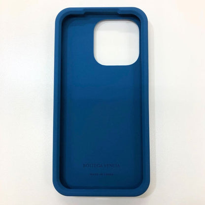 ボッテガヴェネタ iPhoneケース iPhone15Pro ラバー イントレチャート ブルー系 BOTTEGA VENETA【AFI10】【中古】