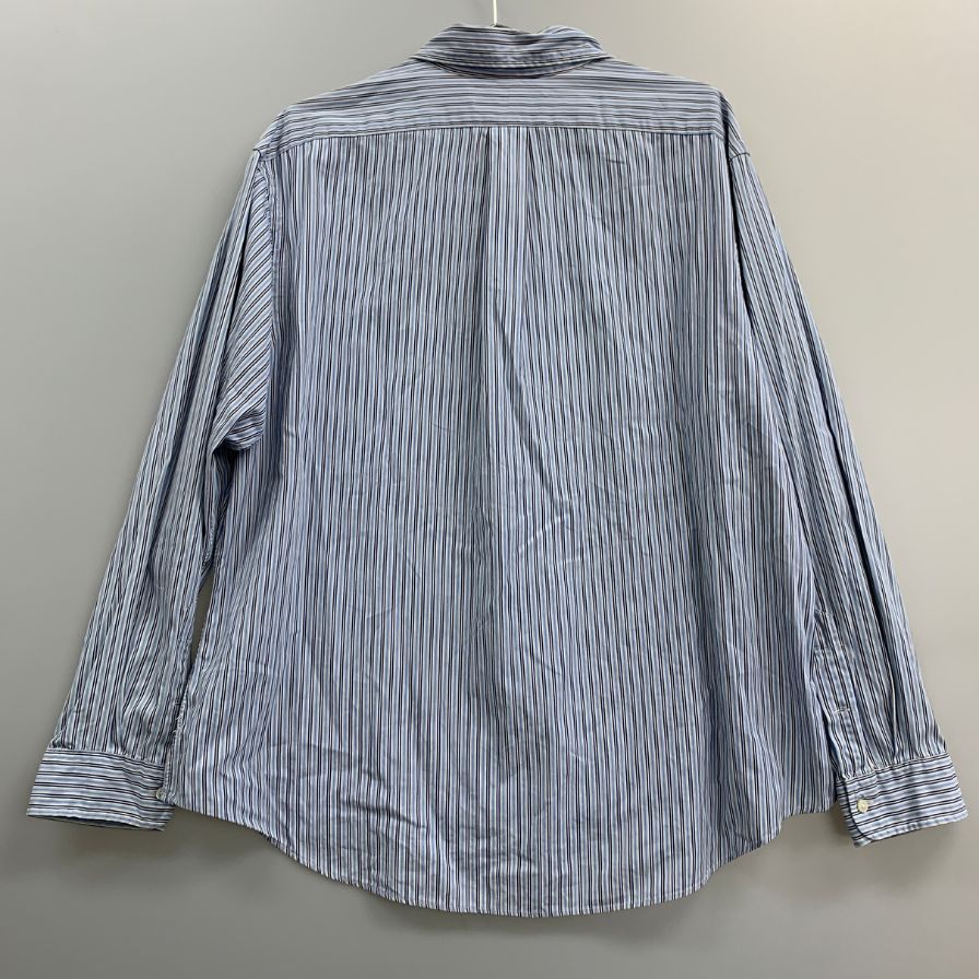 美品◆ラルフローレン ボタンダウンシャツ 90S オールド ストライプ ブルー系 メンズ サイズ4L Ralph Lauren 【AFB13】