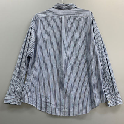 美品◆ラルフローレン ボタンダウンシャツ 90S オールド ストライプ ブルー系 メンズ サイズ4L Ralph Lauren 【AFB13】