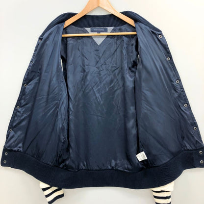 中古■トミーヒルフィガー スタジャン リブ ニットジャケット ブルゾン アップリケ ワッペン ネイビー メンズ サイズL TOMMY HILFIGER 【AFB18】