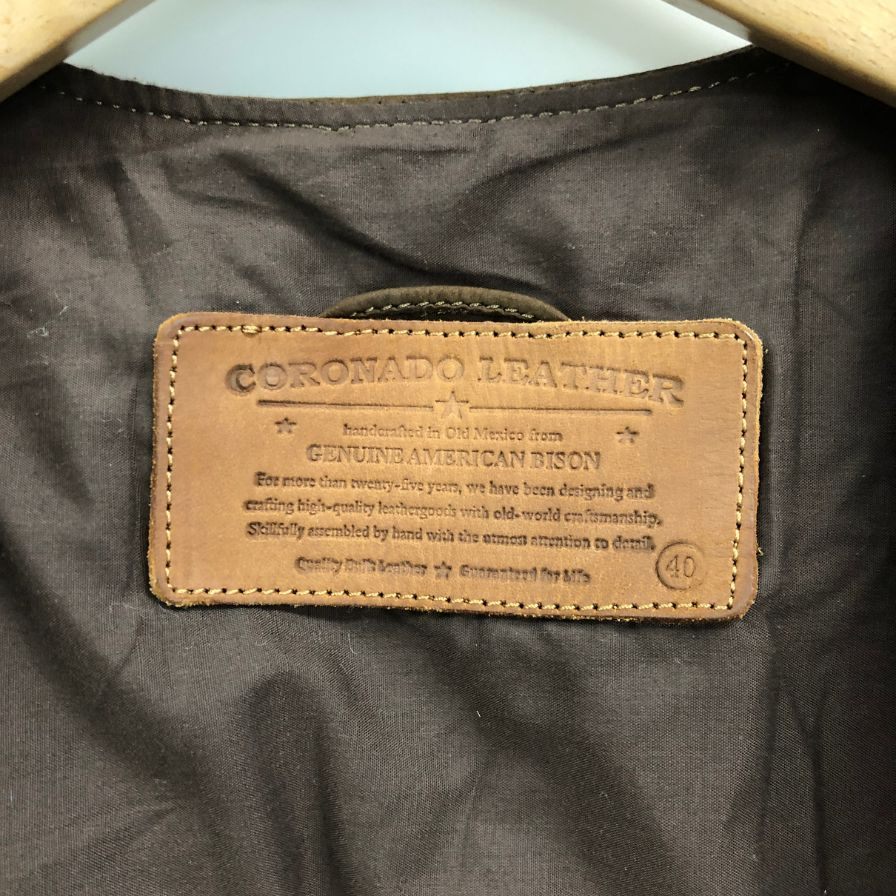 美品◆コロナドレザー バイソン ベスト コンチョ ホルスター 切り替え バイソンレザー ブラウン サイズ40 CORONADO LEATHER 【AFB24】