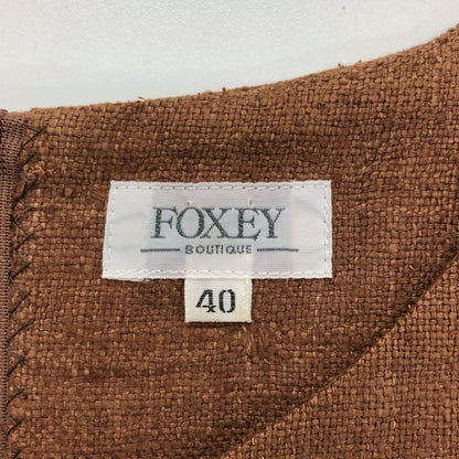 美品◆フォクシー ブティック シルク100 ノースリーブ ひざ丈ワンピース 40サイズ ブラウン FOXEY BOUTIQUE 【AFB45】