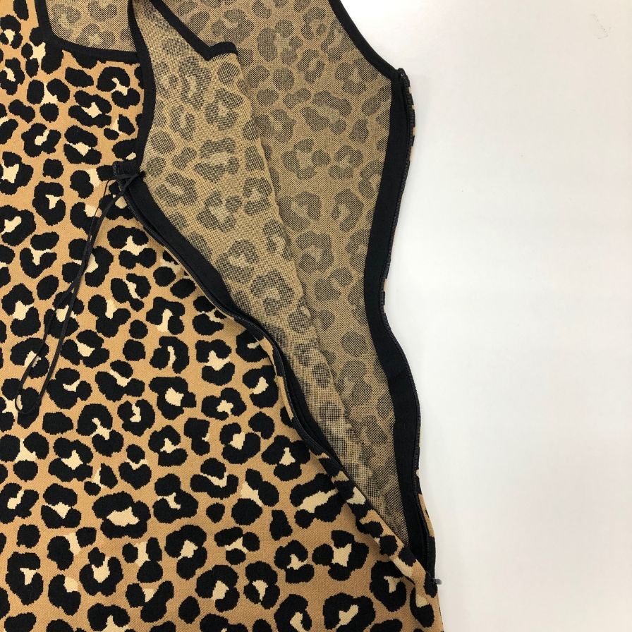 極美品◆マイケルコース ワンピース ノースリーブ ドレス レオパード柄 レディース サイズL 総柄 MICHAEL KORS 【AFB30】