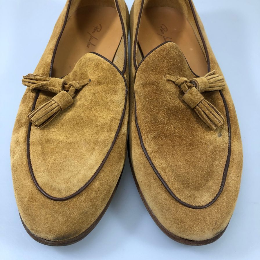 パコミラン タッセルローファー スウェード ベージュ メンズ サイズ42 PACO MILAN 約27.0cm【AFC53】