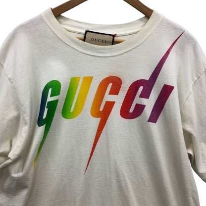 中古◆グッチ 半袖Tシャツ マルチカラーロゴ ホワイト メンズ サイズS 616036 GUCCI 【AFB9】