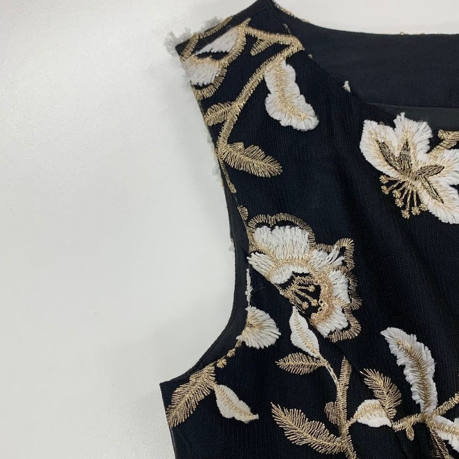 極美品◆ダイアグラム グレースコンチネンタル ノースリーブワンピース 花柄 ブラック系 レディース サイズ34 Diagram GRACE CONTINENTAL 【AFB14】