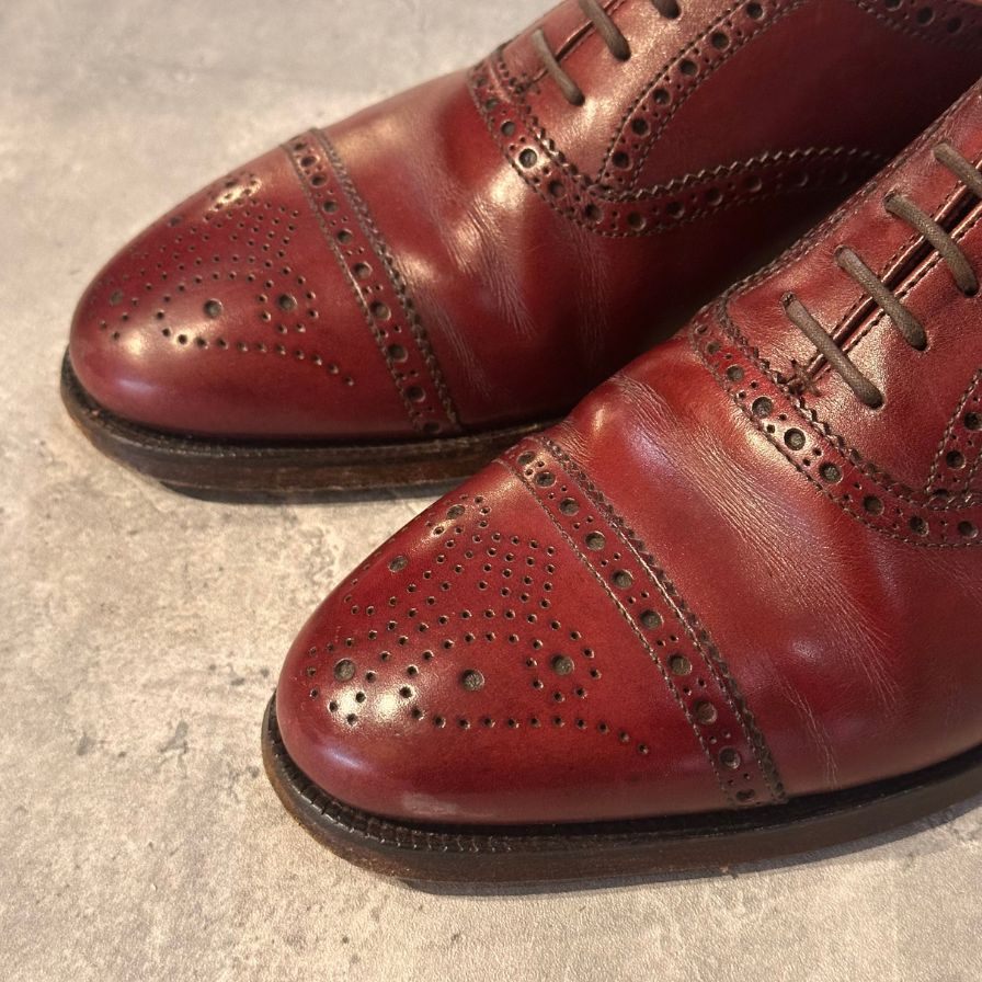 クロケット＆ジョーンズ チェアマン セミブローグ 236ラスト バーガンディ サイズUK5.5E メンズ CROCKETT&JONES ビジネスシューズ 約24.0cm【LA】【中古】